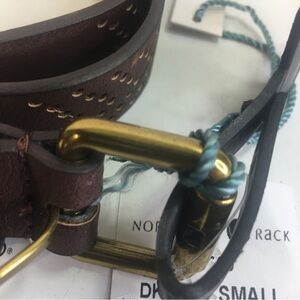 NEW LP Blue Linea Pelle Women's Brown Faux Leather Belt Small Studded Perforated